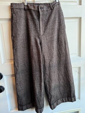 Ralph Lauren Brown Tweed Wide-Leg Trousers